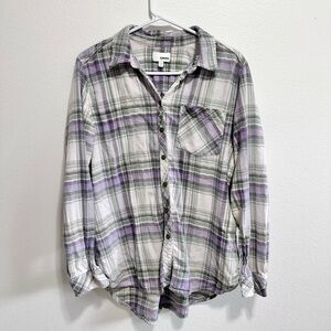 Sonoma Lavender and Gray Plaid Shirt Cabincore Flannel